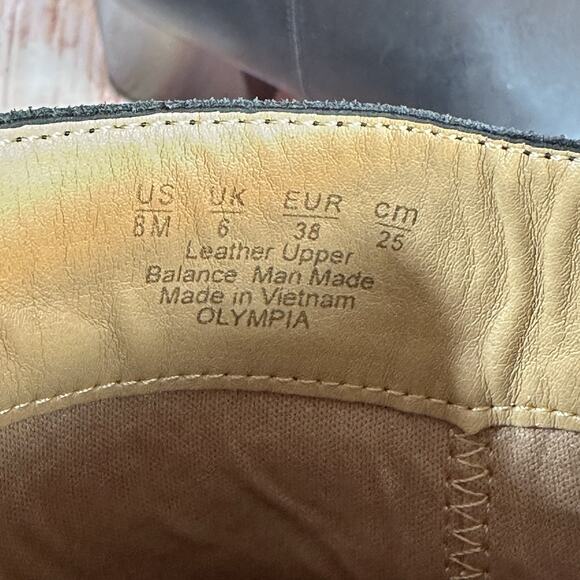 Franco Sarto OLYMPIA Sz 8 Black Leather Block Heel Zip Ankle Boots Booties Shoes - Picture 8 of 8